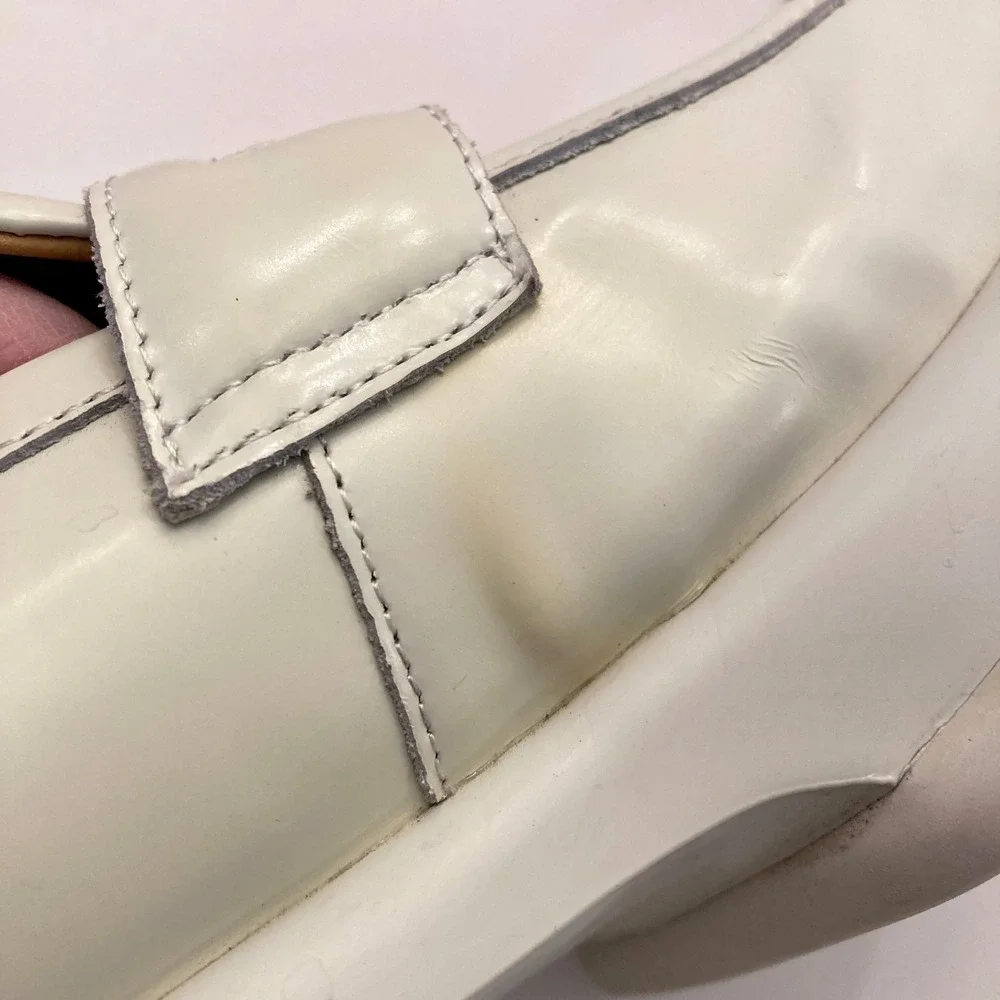Beau Today Platform Penny Loafers Womens 8.5 (250 mm) White‎ Leather Chunky